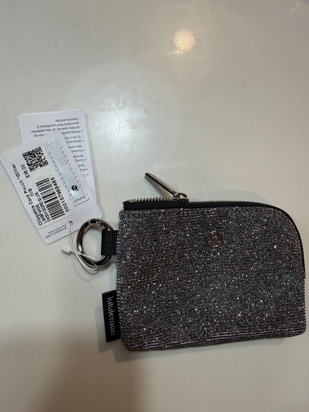 Lululemon NWT Card Holder Glitter Silver